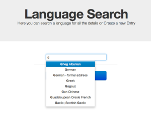 Language search with suggestion facility 